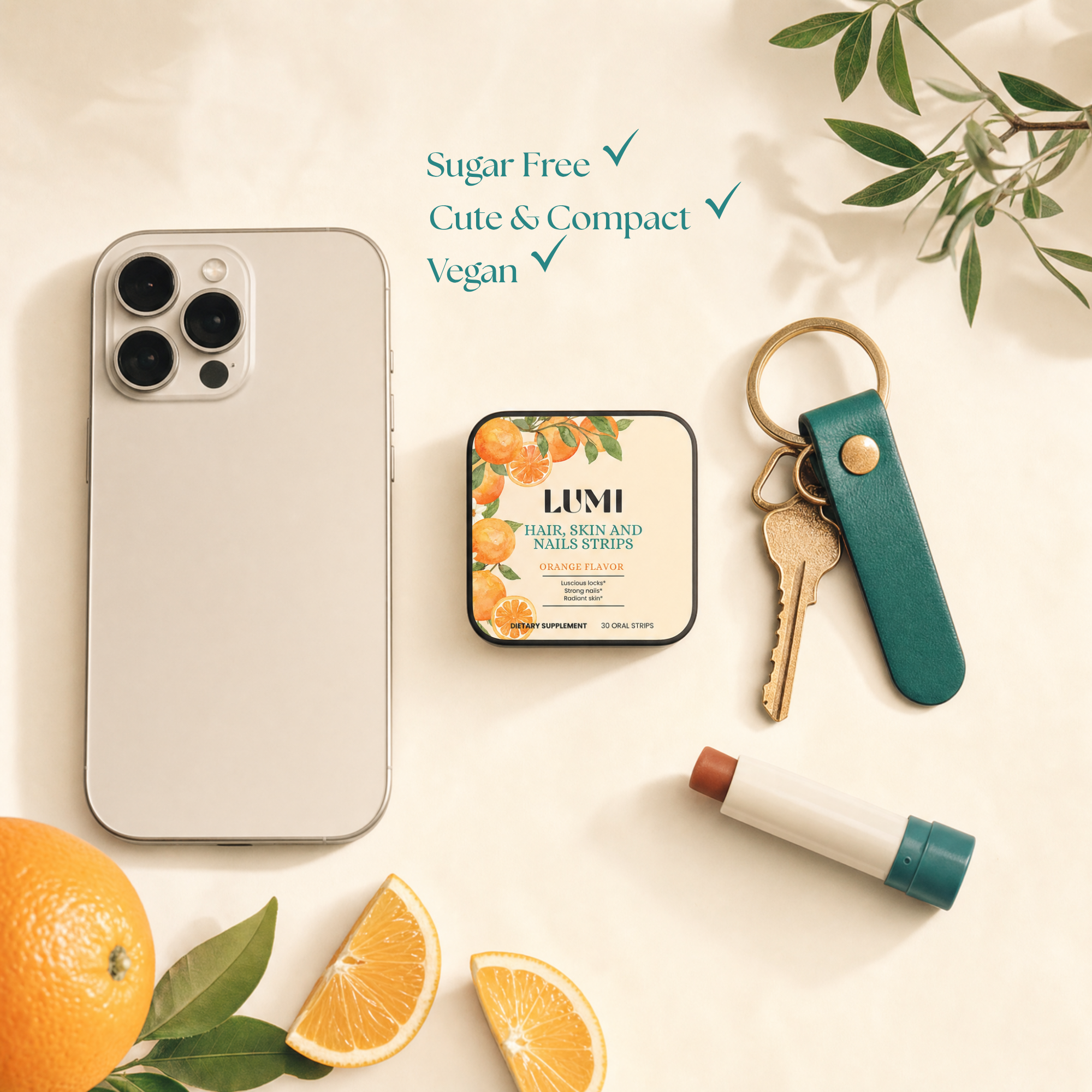 Hair, Skin & Nails Vitamin Strips - Orange Flavor